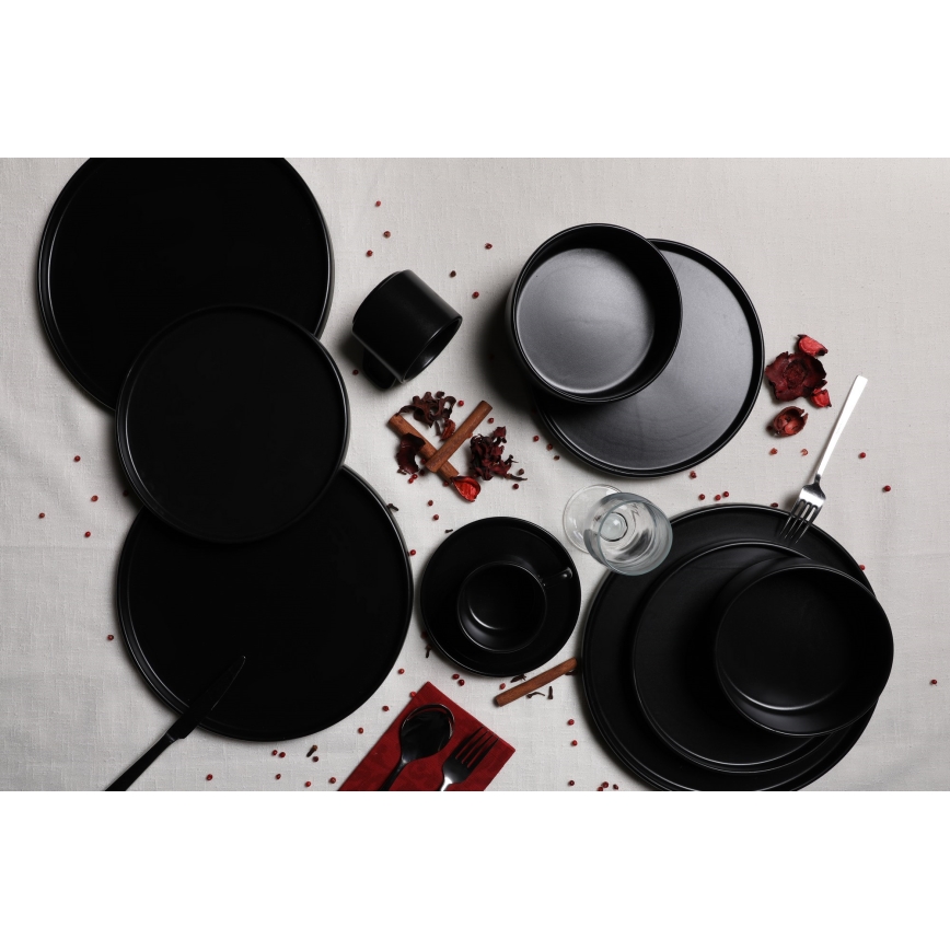Service de table 20 pièces en grès noir