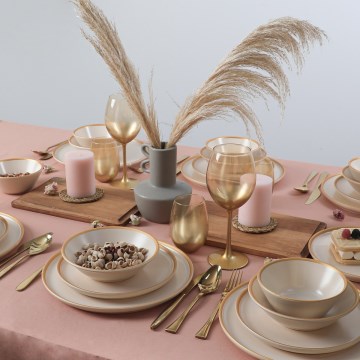 Service de table 24 pièces beige en céramique
