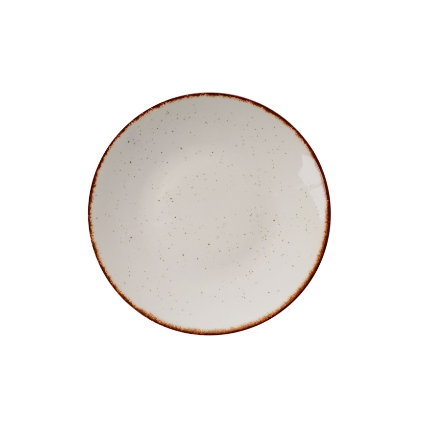 Service de table 24 pièces beige/marron en porcelaine