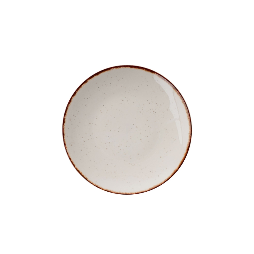 Service de table 24 pièces beige/marron en porcelaine
