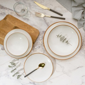 Service de table 24 pièces beige/porcelaine