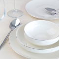 Service de table 24 pièces blanc/argent/porcelaine