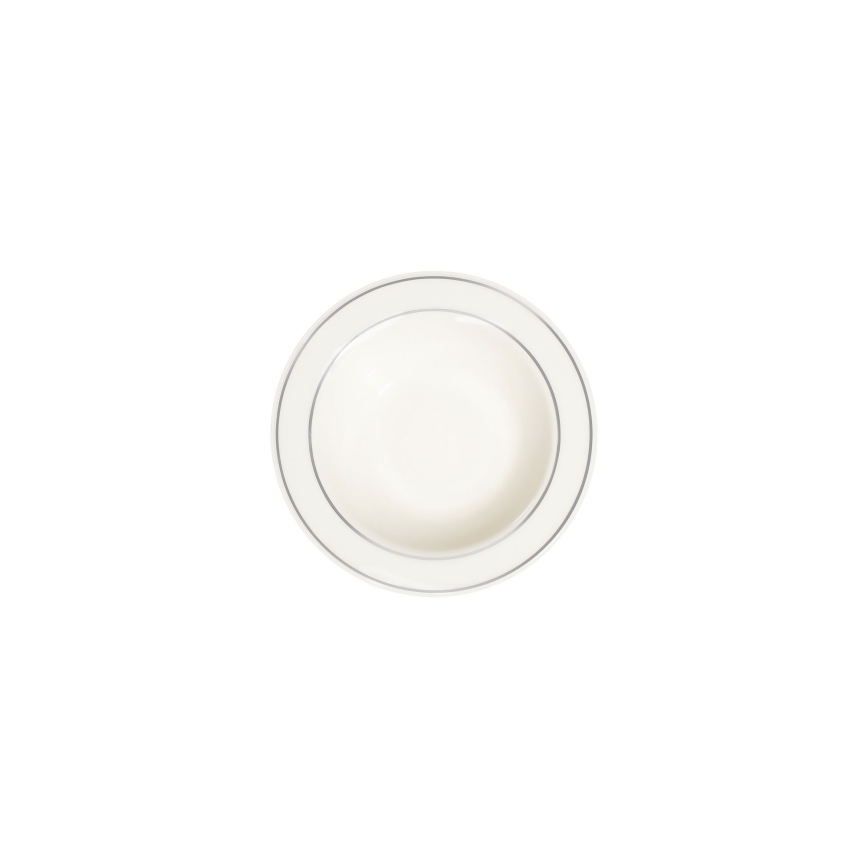 Service de table 24 pièces blanc/argenté/porcelaine