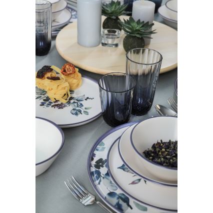 Service de table 24 pièces blanc/bleu/céramique