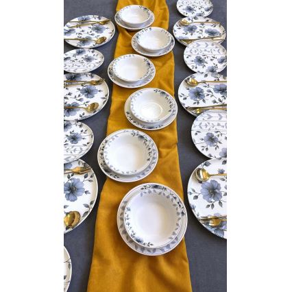 Service de table 24 pièces blanc/bleu/céramique