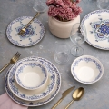 Service de table 24 pièces blanc/bleu/céramique