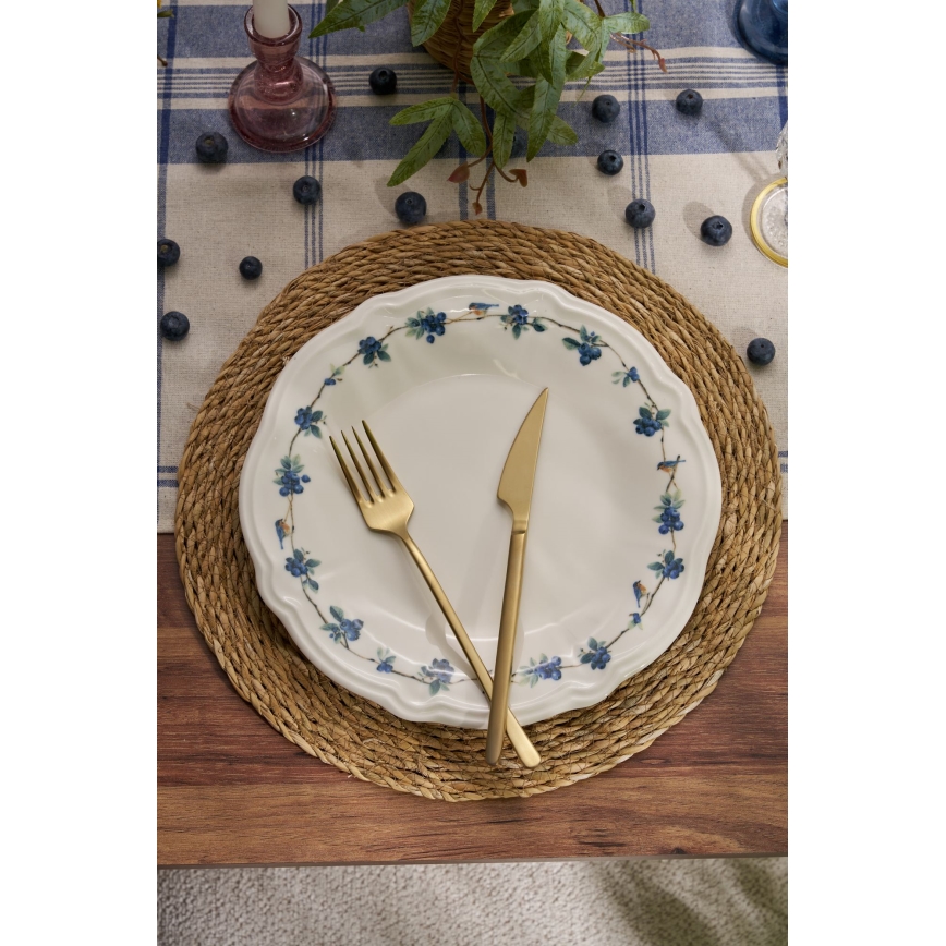 Service de table 24 pièces blanc/bleu/porcelaine