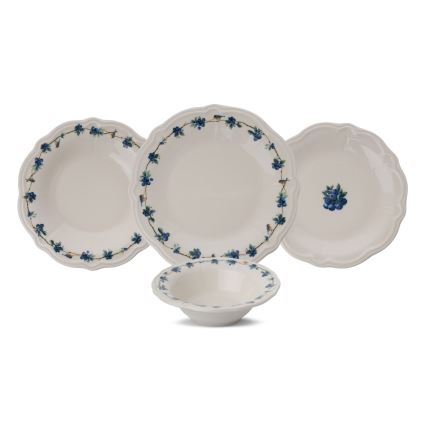 Service de table 24 pièces blanc/bleu/porcelaine
