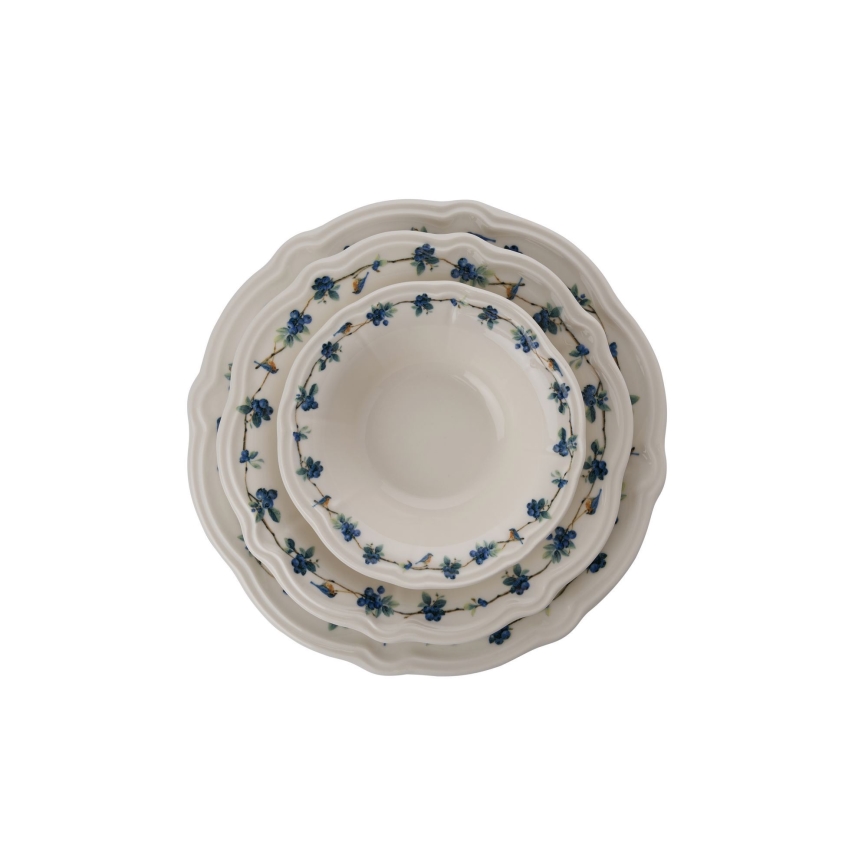 Service de table 24 pièces blanc/bleu/porcelaine