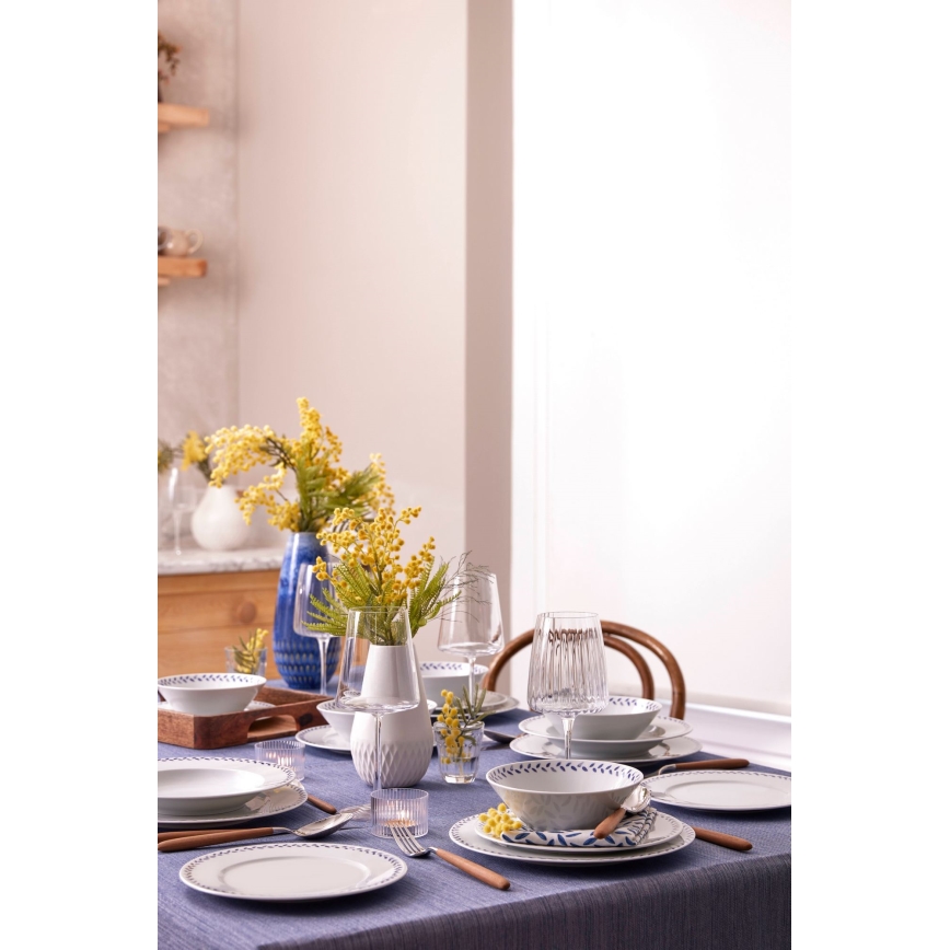 Service de table 24 pièces blanc/bleu/porcelaine