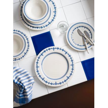 Service de table 24 pièces blanc/bleu/porcelaine