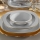 Service de table 24 pièces, blanc/doré, en porcelaine