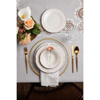 Service de table 24 pièces blanc/doré/porcelaine