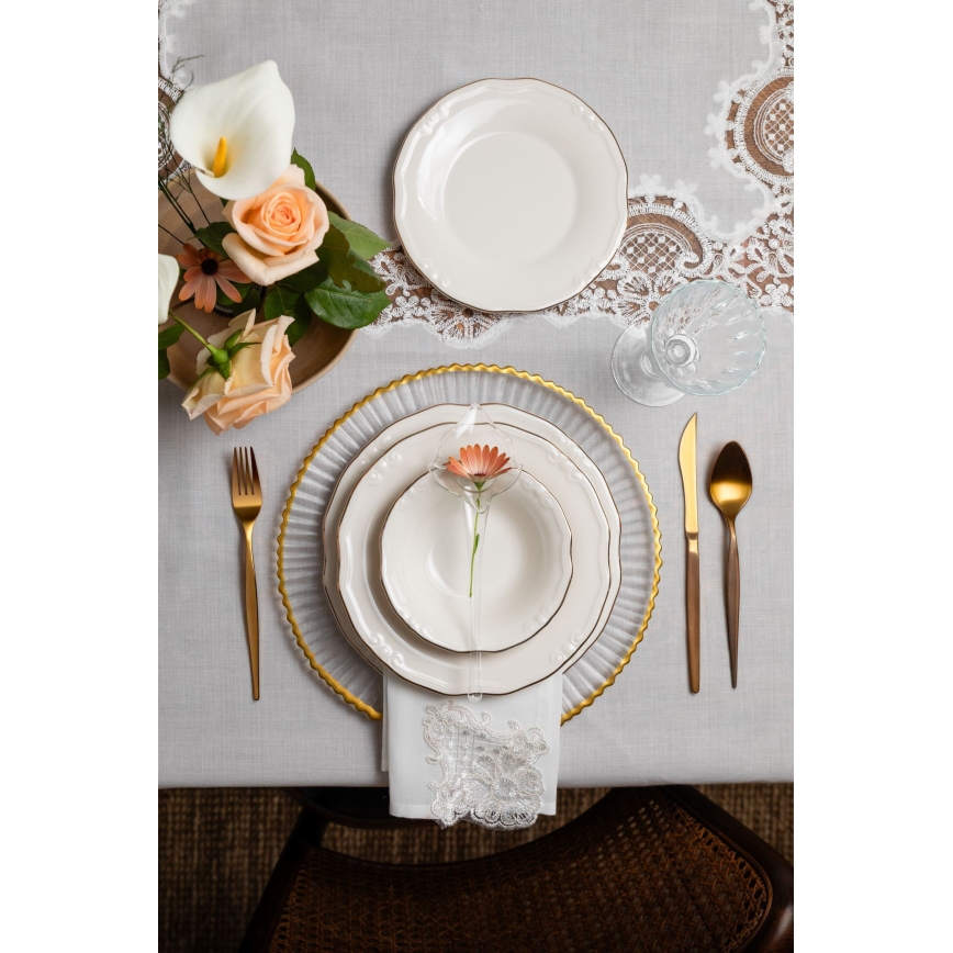 Service de table 24 pièces blanc/doré/porcelaine
