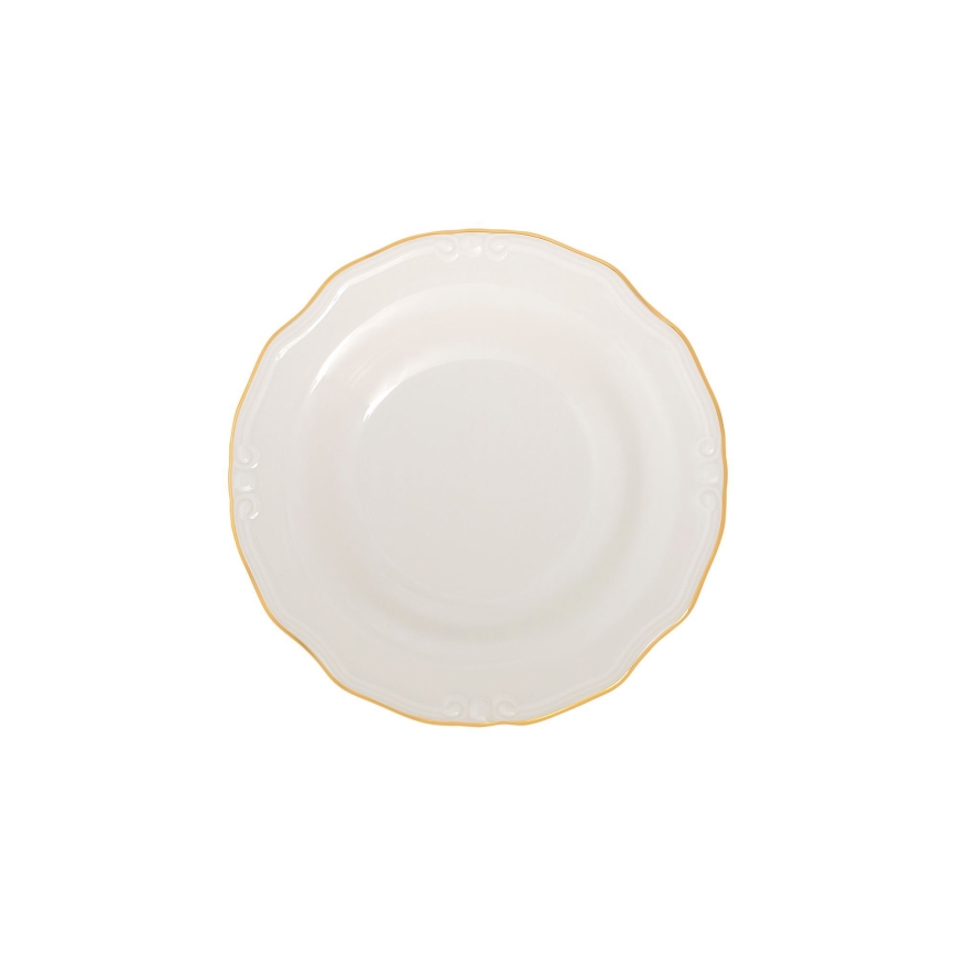 Service de table 24 pièces blanc/doré/porcelaine