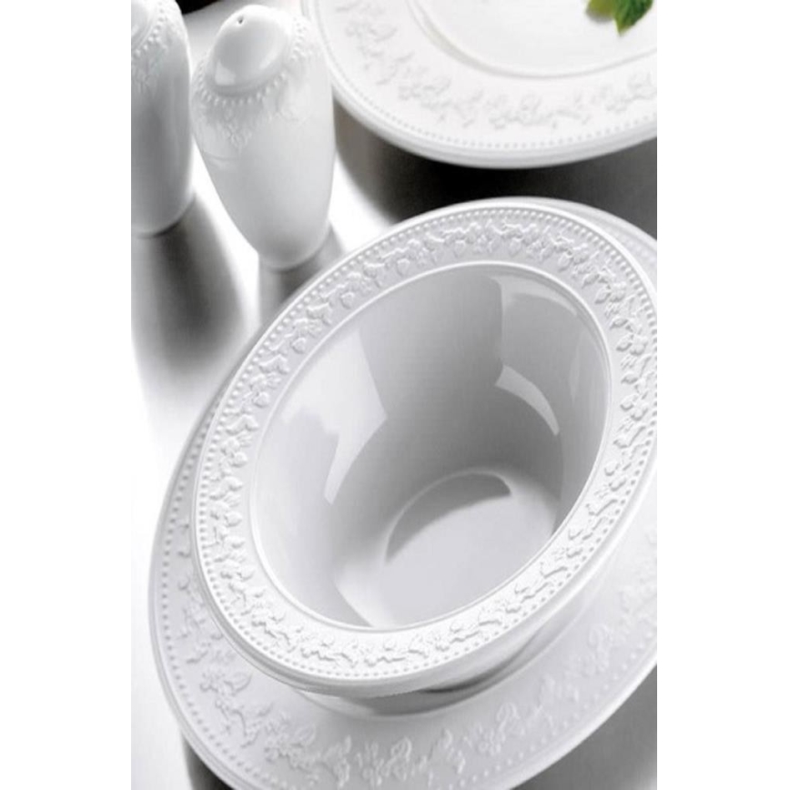 Service de table 24 pièces, blanc en porcelaine