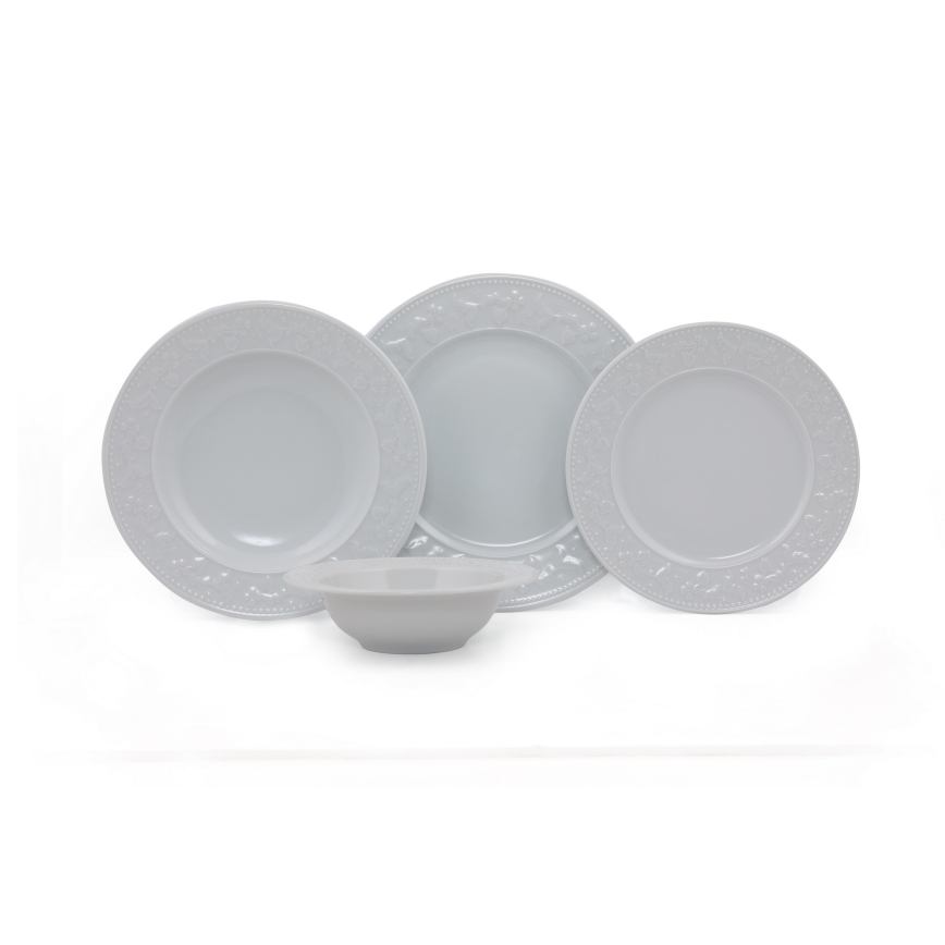 Service de table 24 pièces, blanc en porcelaine