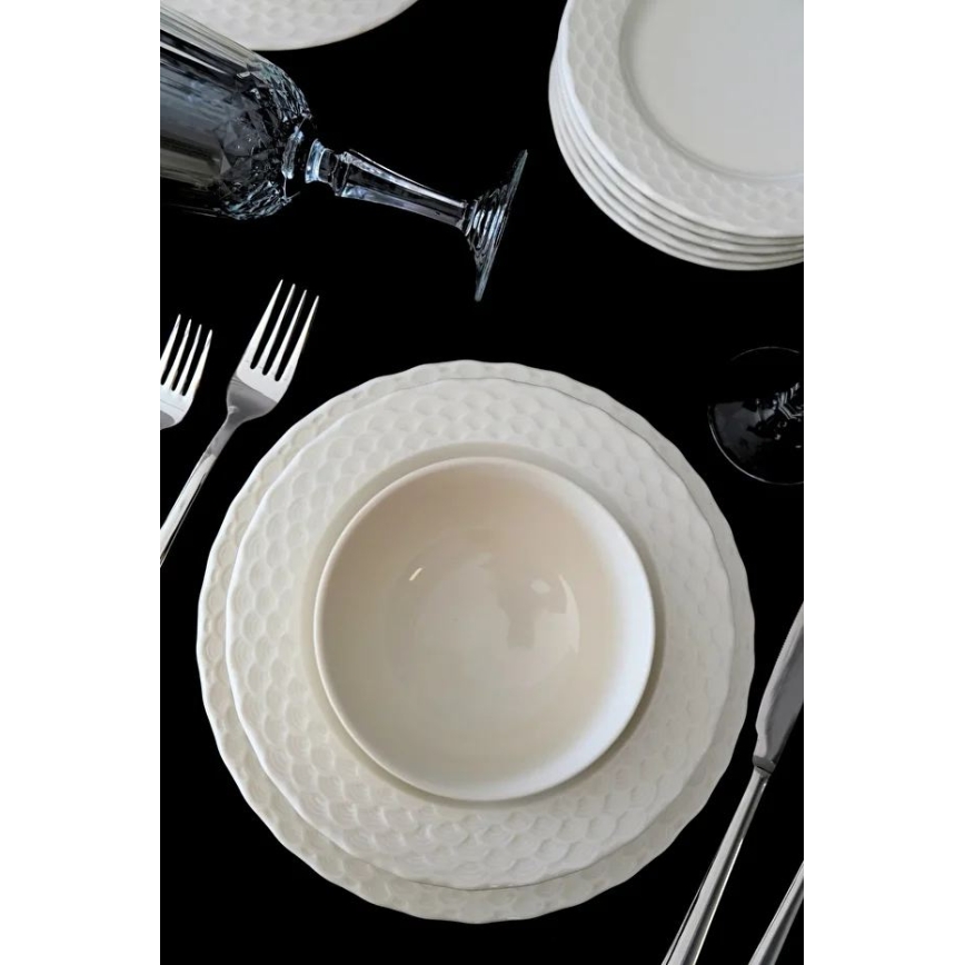 Service de table 24 pièces, blanc en porcelaine