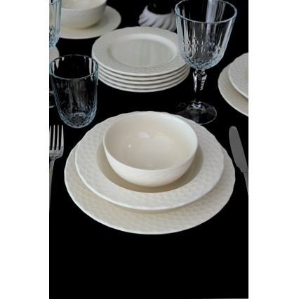 Service de table 24 pièces, blanc en porcelaine