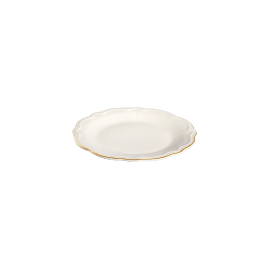 Service de table 24 pièces, blanc et doré, en porcelaine