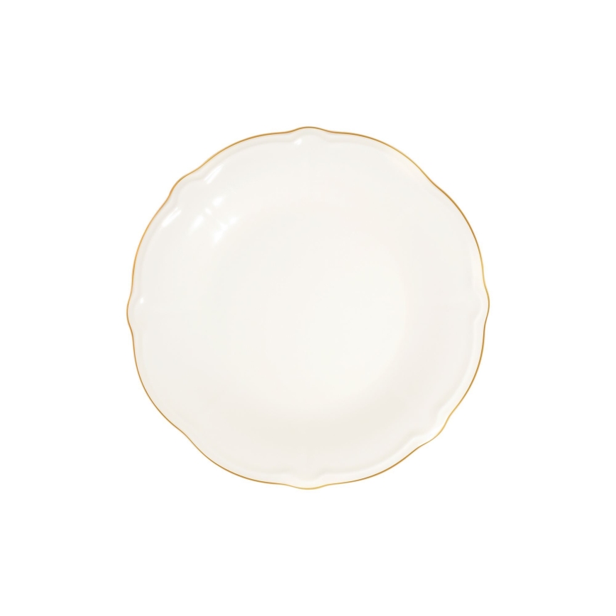 Service de table 24 pièces, blanc et doré, en porcelaine