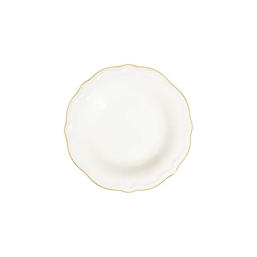 Service de table 24 pièces, blanc et doré, en porcelaine