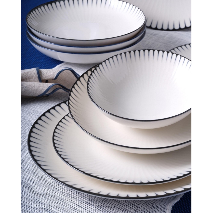 Service de table 24 pièces blanc/noir/porcelaine