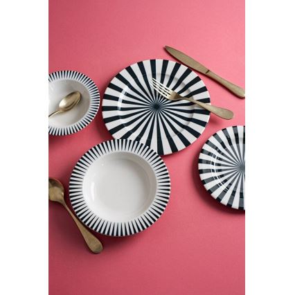 Service de table 24 pièces blanc/noir/porcelaine