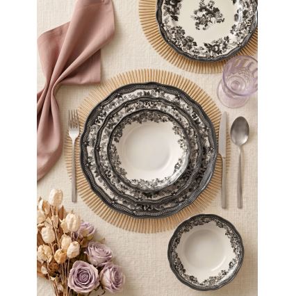 Service de table 24 pièces blanc/noir/porcelaine