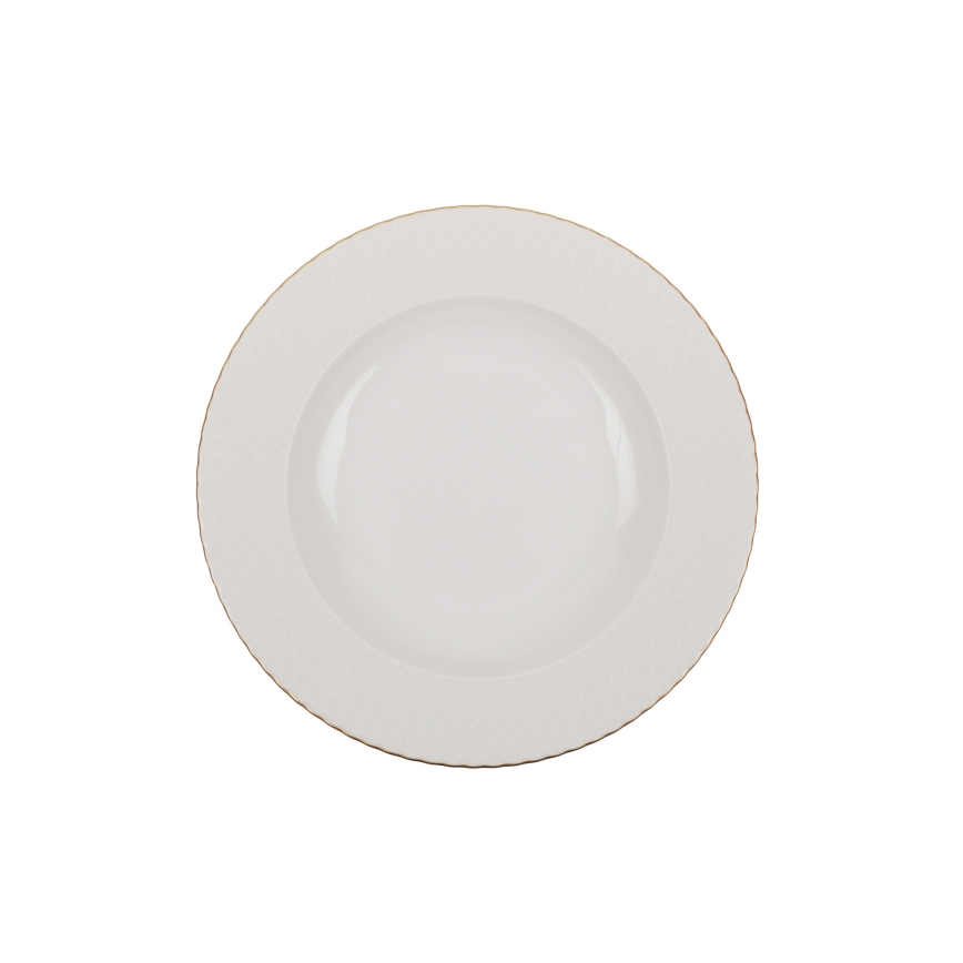 Service de table 24 pièces blanc/or/porcelaine