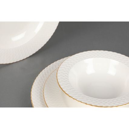 Service de table 24 pièces blanc/or/porcelaine