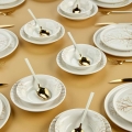 Service de table 24 pièces blanc/orange/céramique