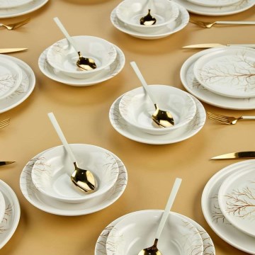 Service de table 24 pièces blanc/orange/céramique