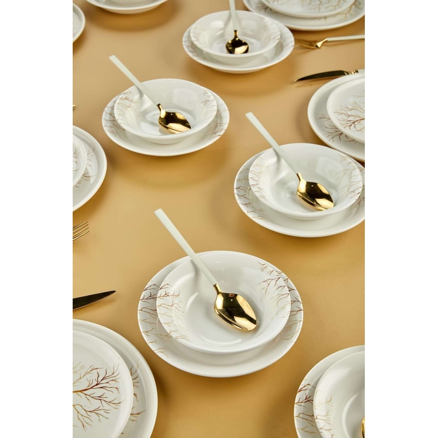 Service de table 24 pièces blanc/orange/céramique