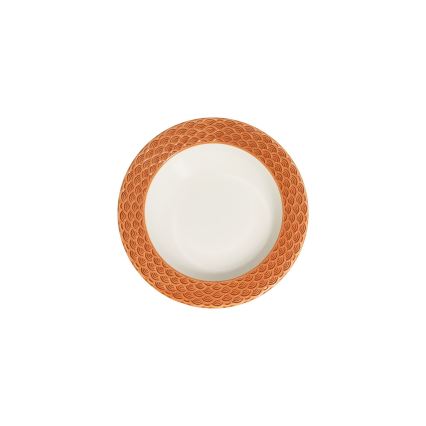 Service de table 24 pièces blanc/orange/porcelaine