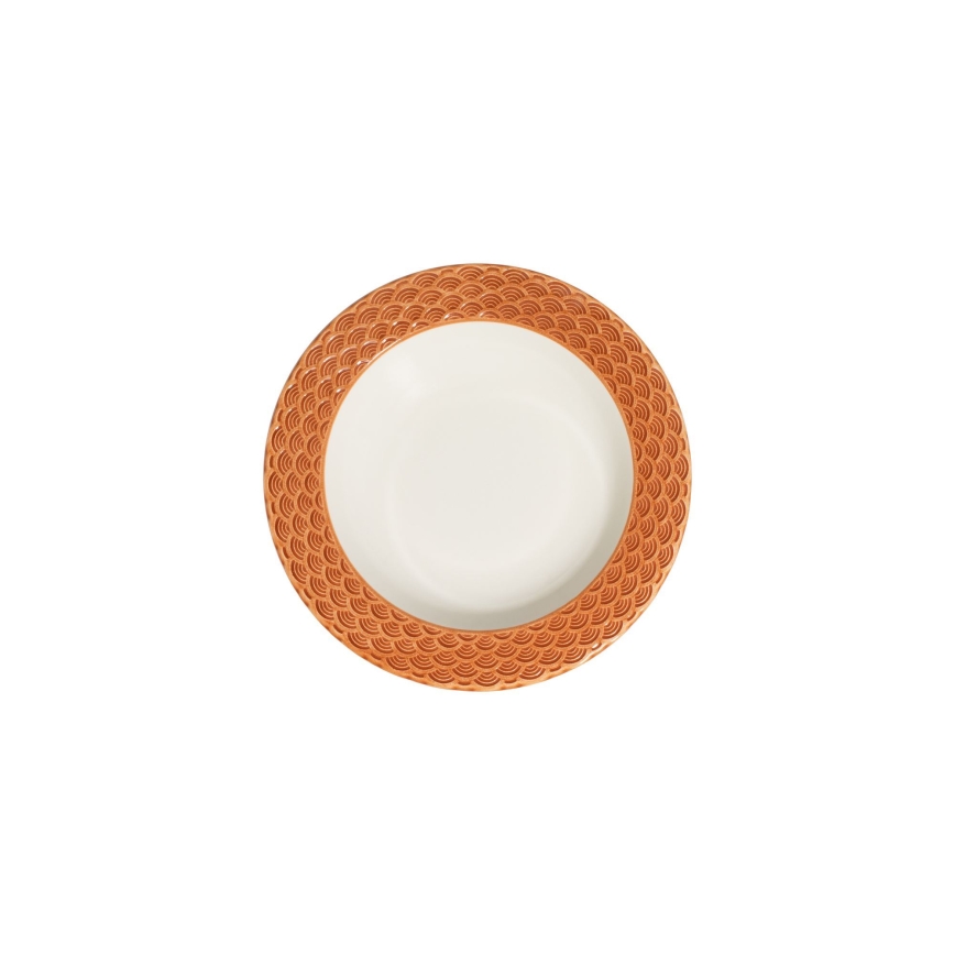 Service de table 24 pièces blanc/orange/porcelaine