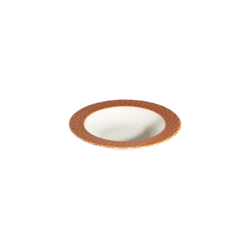 Service de table 24 pièces blanc/orange/porcelaine