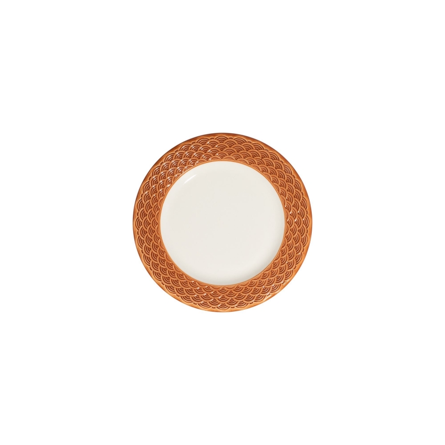 Service de table 24 pièces blanc/orange/porcelaine