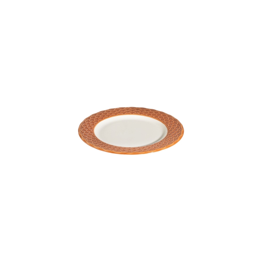 Service de table 24 pièces blanc/orange/porcelaine
