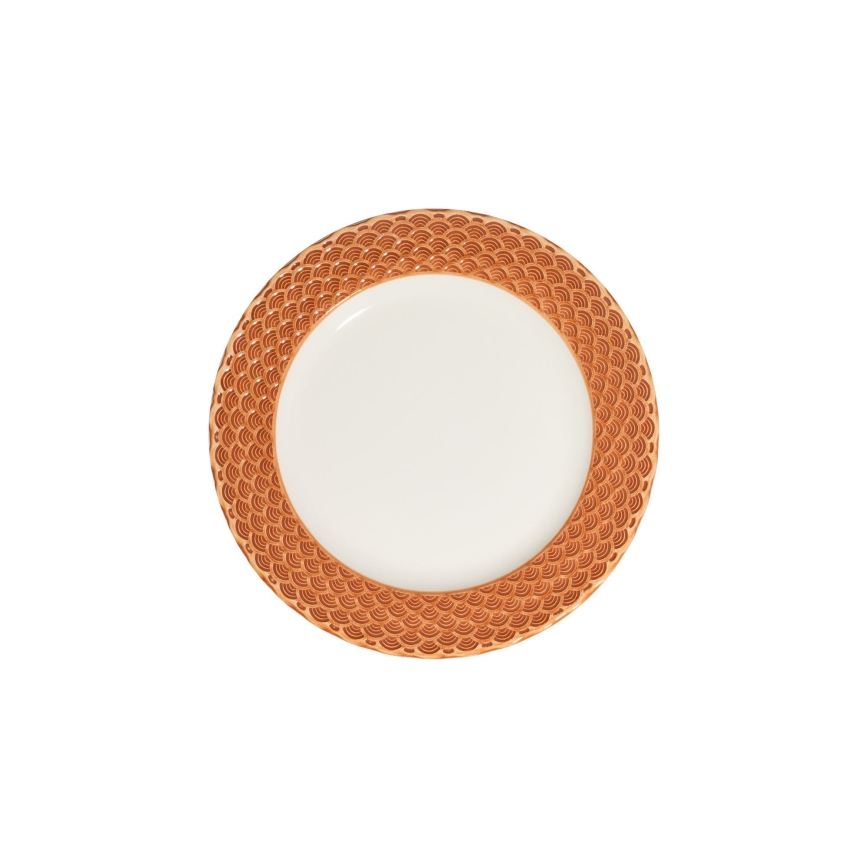Service de table 24 pièces blanc/orange/porcelaine