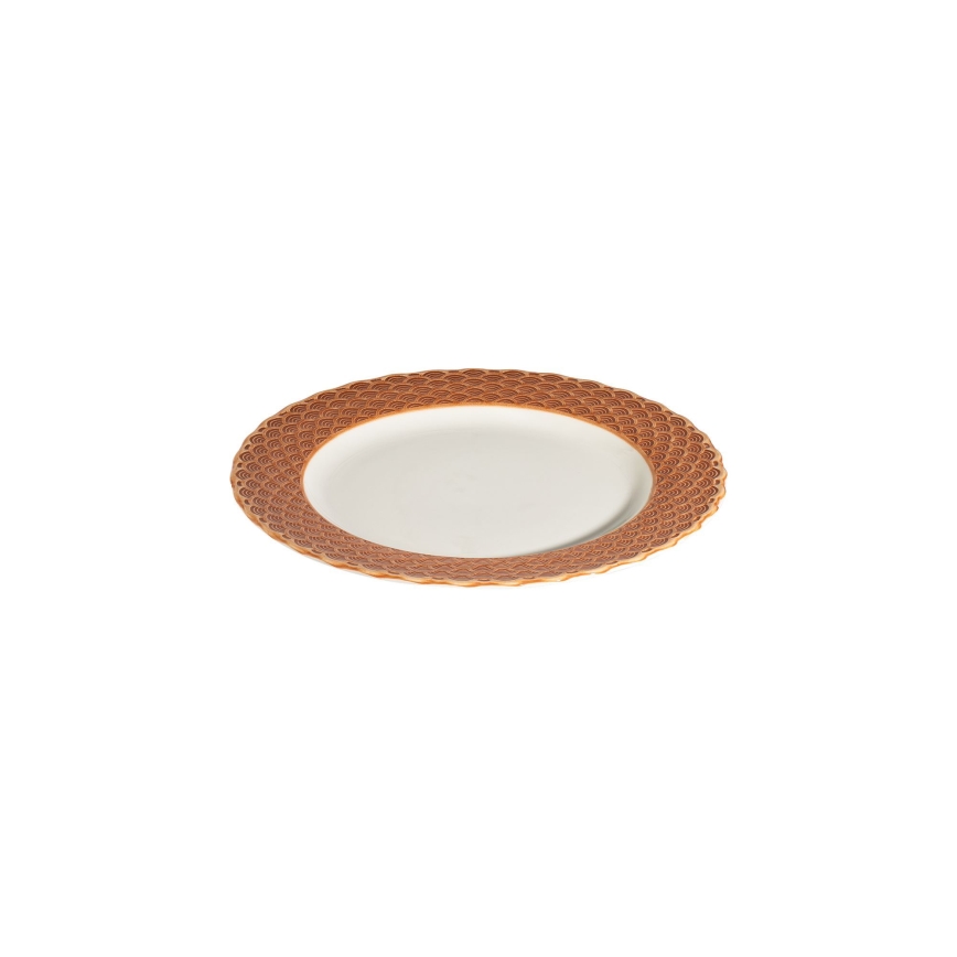 Service de table 24 pièces blanc/orange/porcelaine
