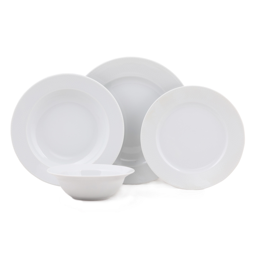 Service de table 24 pièces blanc/porcelaine