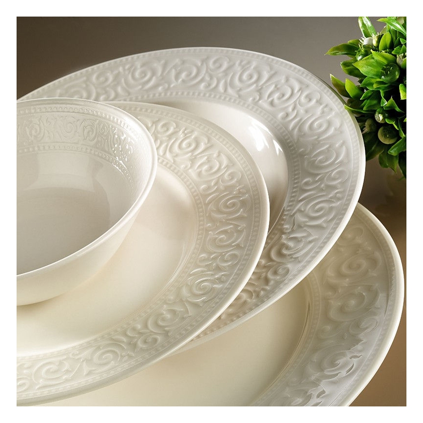Service de table 24 pièces blanc/porcelaine