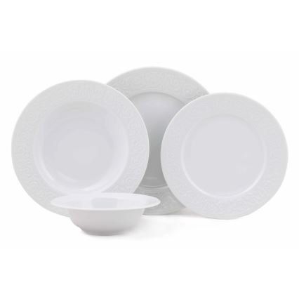 Service de table 24 pièces blanc/porcelaine