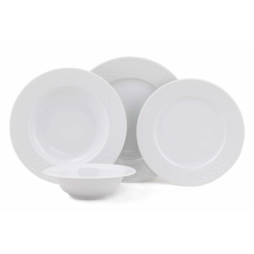 Service de table 24 pièces blanc/porcelaine