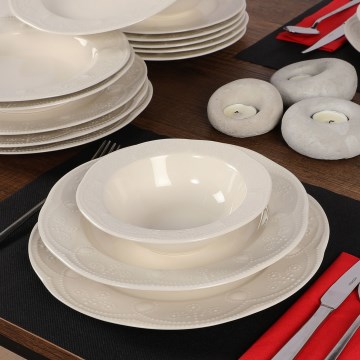 Service de table 24 pièces blanc/porcelaine