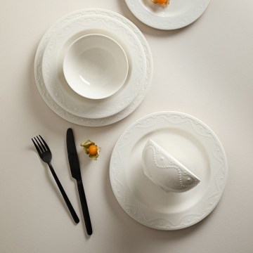 Service de table 24 pièces blanc/porcelaine