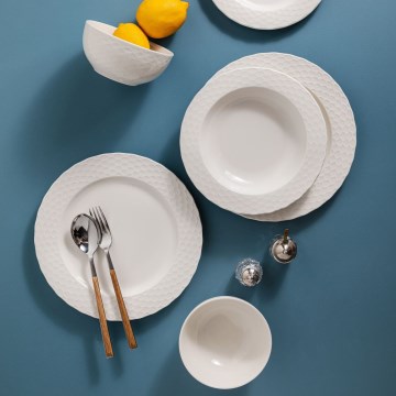 Service de table 24 pièces blanc/porcelaine