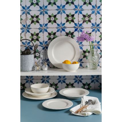 Service de table 24 pièces blanc/porcelaine