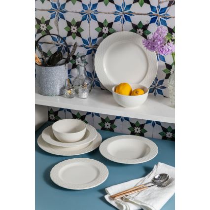 Service de table 24 pièces blanc/porcelaine
